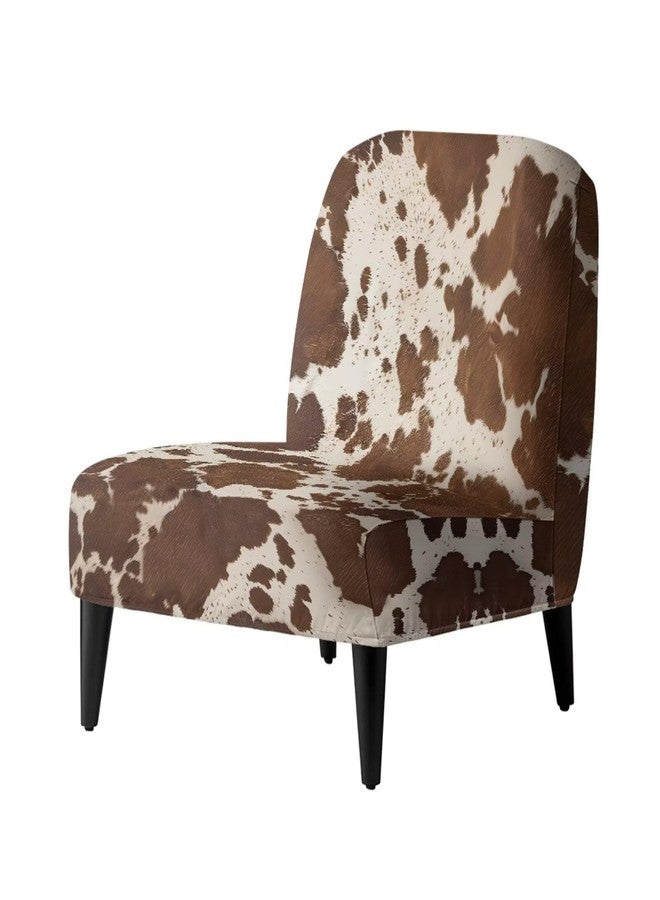 Luarisgur Armless Chair Cover Brown Cow Print Accent Chair Covers Without Arms Stretch Spandex Armless Chair Furniture Protector Covers for Living Dining Room Hotel Office - Image 2